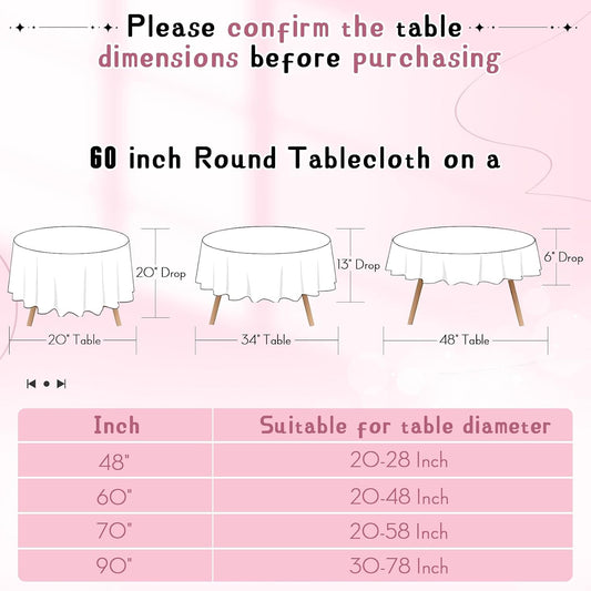 1 Pack 60 Inch Round Satin Tablecloth Pink Satin Table Cover, Overlay Silky Tablecloth Dining Table Cloths for Wedding, Party, Banquet, Events, Reception, Dinner