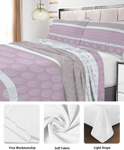 Twin XL Size Flat Sheet Only, Farm Fruits Soft Brushed Microfiber Bed Sheets, Watermelon Lemons Peach Pink Grey Striped Hotel Quality Breathable Bedding Top Sheet, Easy Care, 66"x102"