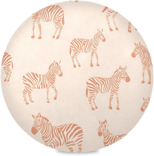 Round Placemats Peach Zebra Print Pattern Table Mats Washable Non-Slip Heat Resistant Place Mats for Dining Table Home Decoration Tray Mat 15.4"X15.4", Set of 1