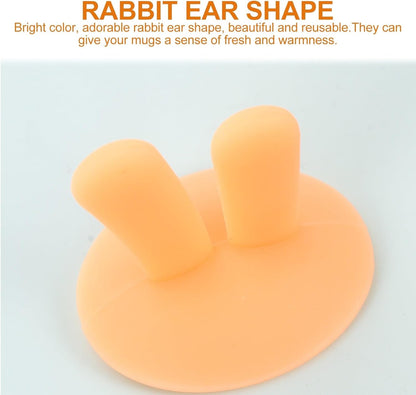COHEALI Leak-Proof Silicone Mug Caps 10Cm Multipurpose Cup Covers with Ears Creative Silicone Cup Lids 3pcs Set with Pink Green Yellow White and Light Green Pink Colors