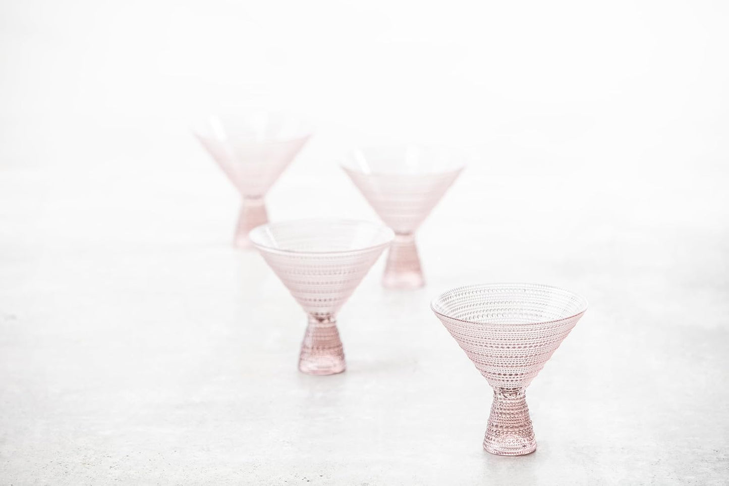 Fortessa Jupiter Beaded Hobnail Glass, 11.5 Ounce Martini (Set of 4), Pink