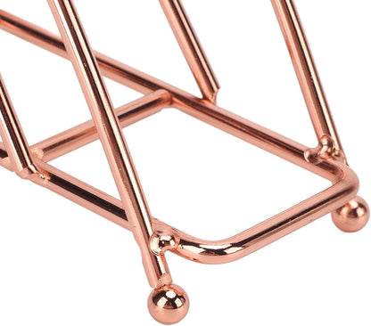 Napkin Holder, Wrought Iron, 6.3 x 6.6 Inch Kitchen Decor - Elegant X - Shaped Design, Durable Thickened Metal, Ideal for Dining Table Use (Rose Gold)