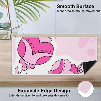 Unique Flower Light Pink Full Desk Mouse Pad 35.4 x 15.7 Inches Mouse and Keyboard Pad Hard Office Supplies Kit Cute Office Desk Decor Cubicle Accessories Pads on Top of Desks XL Computer Matt for