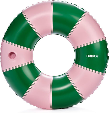 FUNBOY Giant Stripe Inflatable Pool Float with Cup Holder, 48" Adult Inner Tube Swim Ring Pool Lounger