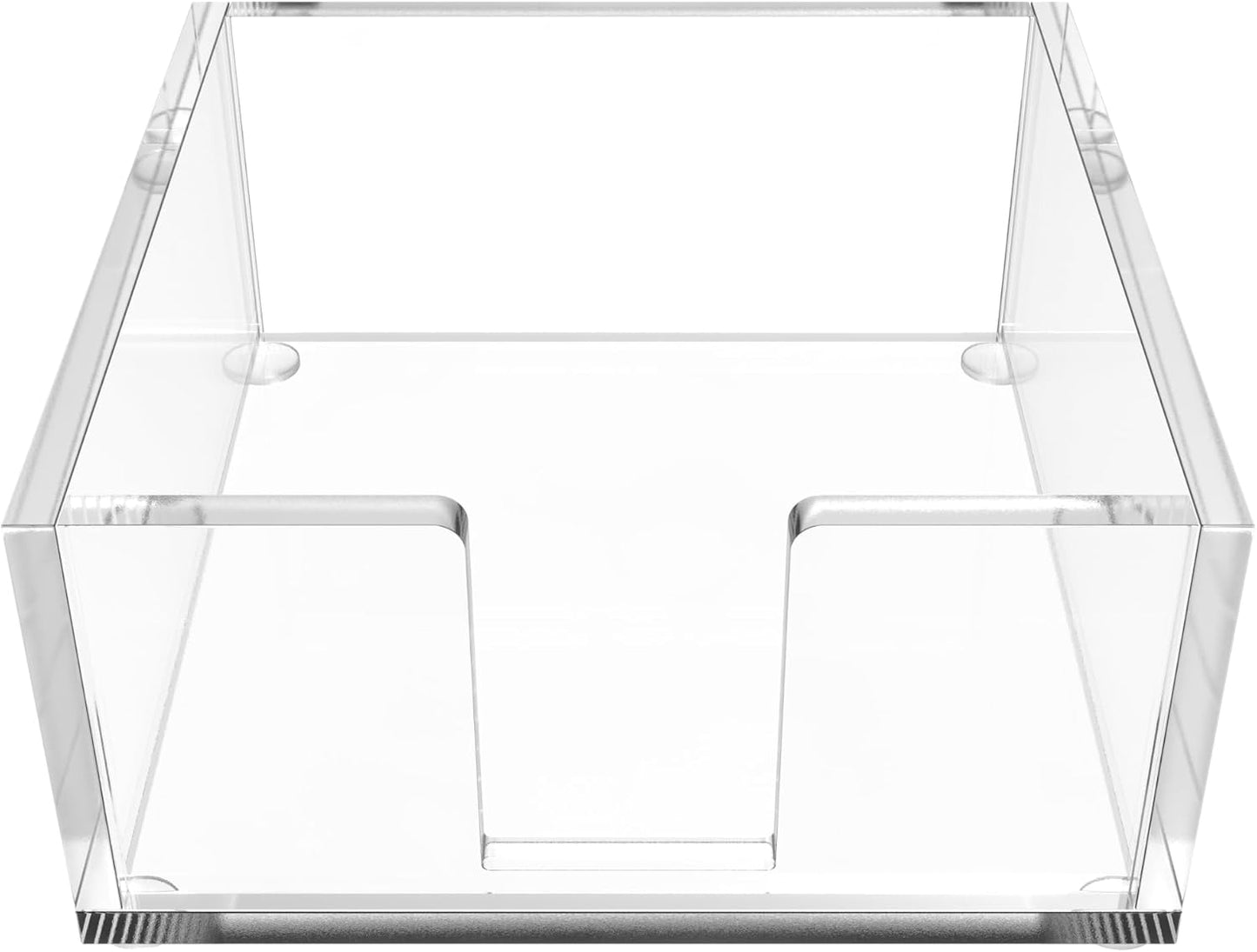 GRAHAM DESIGN Square Scalloped Acrylic Drink Coaster Set 4‑Pack with Square Holder (Light Blue)