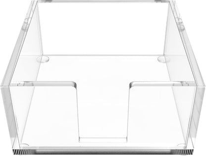 GRAHAM DESIGN Square Scalloped Acrylic Drink Coaster Set 4‑Pack with Square Holder (Light Blue)