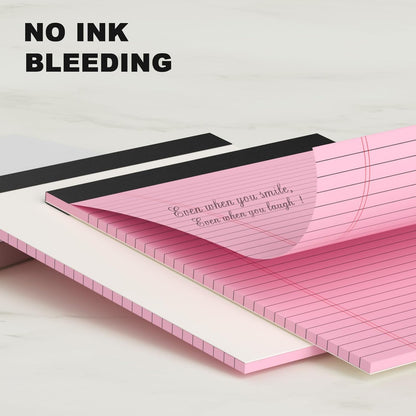 AILZFEI Pink Legal Pad Note Pads 8.5 x 11 inch, Wide Ruled Clear Print Writing Pads 30 Sheets/Pad, 20lb Colored Paper, Perforated Notepad with Sturdy Back (3 Pads Pink)
