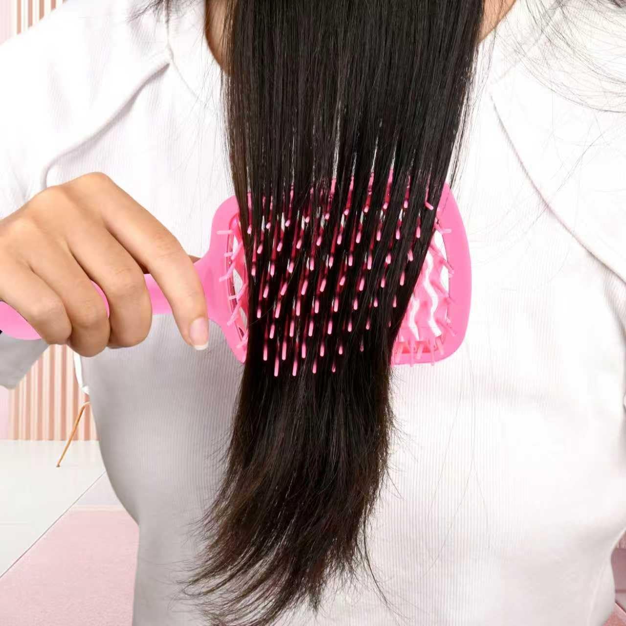5 Pc Hair Brush Kit with Detangling Brush & Spray Bottle, 3 Soft-Bristle Hairbrushes for Girls, for Wet/Dry Hair, Adults and Children (pink)