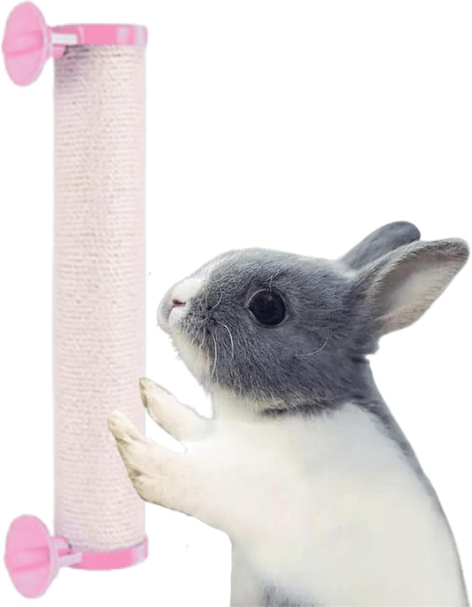 Rabbit Scratching Posts Cage - Rabbit Scratching Pole Designed for Cage Bunny Scratcher Sisal (Pink)