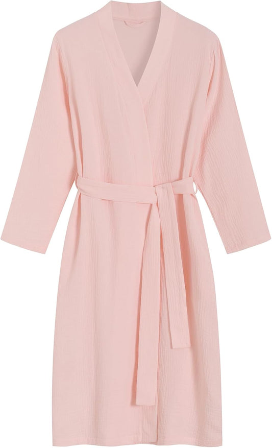 Latuza Women's Cotton Gauze Robe Lightweight Absorbent Bathrobe with Pockets