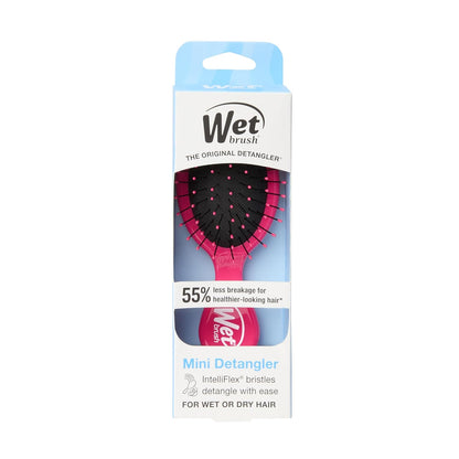 Wet Brush Mini Detangler Hair Brush, Pink - Detangling Travel Hair Brush - Ultra-Soft IntelliFlex Bristles Glide Through Tangles with Ease - Pain-Free - All Hair Types