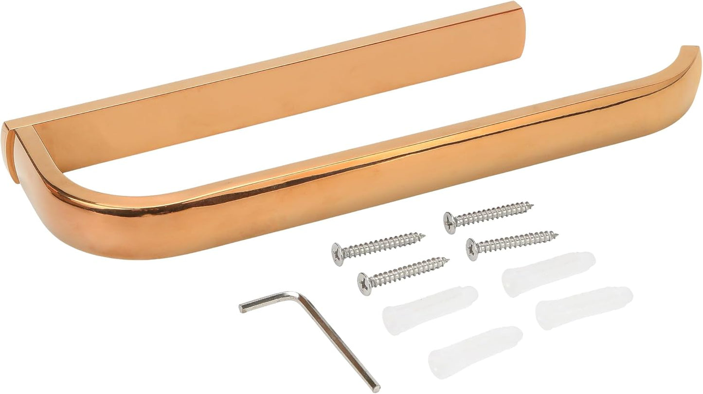 Rose Gold Hand Towel Bar Holder – Wall Mounted Towel Rack, Under Cabinet Kitchen Rust Proof Brushed Brass Bar, European-Style Polished Decor Bathroom Hardware Accessory (Copper, 1 Pack)
