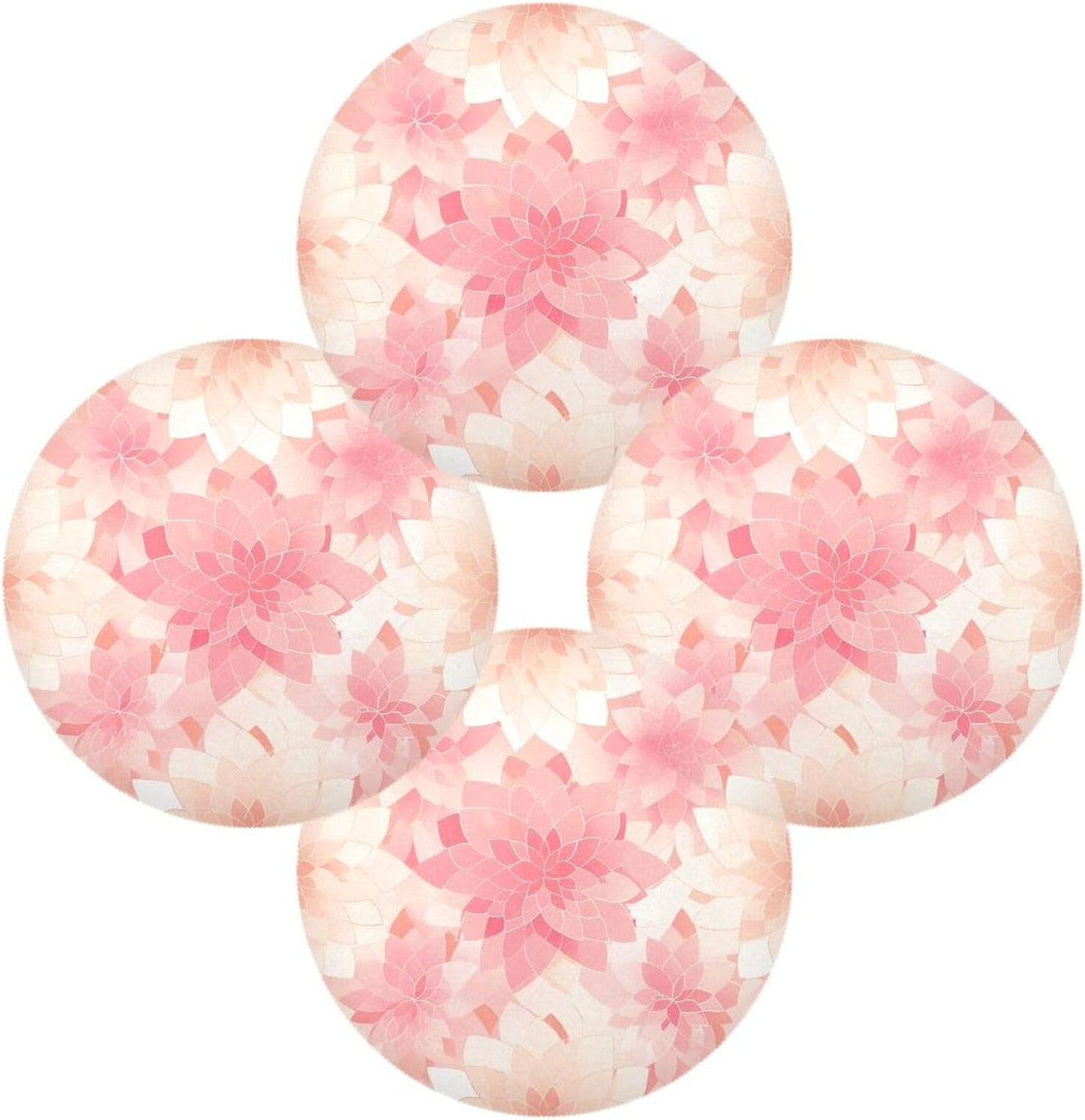 Rosette Floral Pattern Peach Gold Round placemats Reusable placemat Toddler placemats for Dining Table placemats Waterproof Round Christmas placemats Set of 6 15.4x15.4in