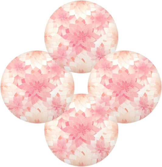 Rosette Floral Pattern Peach Gold Round placemats Reusable placemat Toddler placemats for Dining Table placemats Waterproof Round Christmas placemats Set of 6 15.4x15.4in
