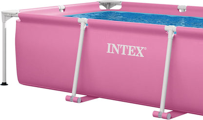 INTEX Rectangular Frame 8 ft 6 in x 5 ft 4 in x 26 in Above Ground Pool, Swimming Pool with Steel Frame, Pink - Pump Not Included