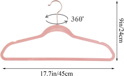 VECELO Premium Velvet Clothes Hangers Suit Heavy Duty (60 Pack)-Non Slip & Space-Saving with 8 Finger Clips & Tie Rack Excellent for Men and Women,Light Pink