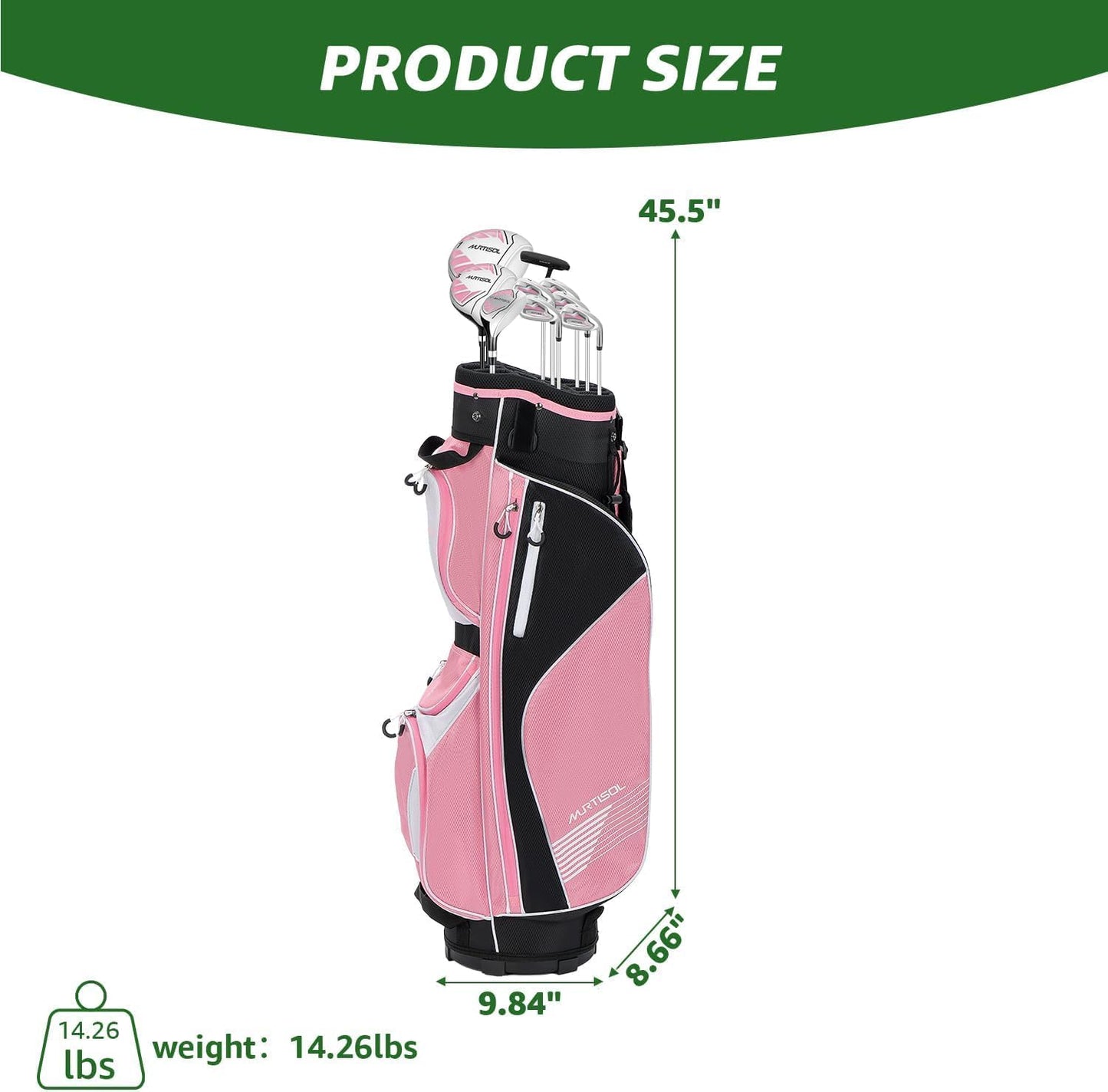XDriveMax 10 Pieces Complete Mens Womens Golf Clubs Set Right Hand for Men Women Includes Stand Bag with Rain Hood, 1#Driver 3#Wood #5 Hybrid,with 3 Head Covers, 6# 7# 8# 9# PW# Irons and Putter