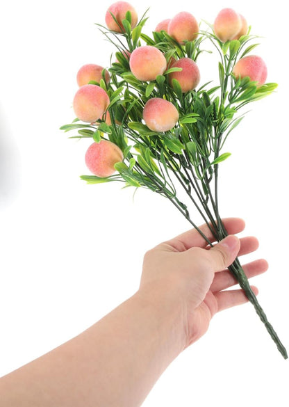 PRETYZOOM Artificial Peach Branches 2 Pcs Faux Peach Stems with Pink Flowers for Home Decor Vase Fillers Floral Arrangements Party Decorations 12.79X3.94X3.94 Inches
