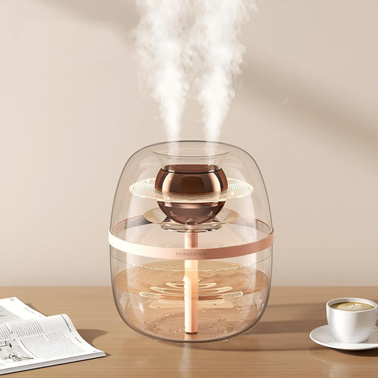 JINGYAN 3L Ultrasonic Cool Mist Humidifier for Bedroom- Transparent Tank, Easy to Clean, Dual Spray for 20H Quiet Mist Time, Night Light, Auto Shut-Off for Living Room, Office, Plant Care (Pink)