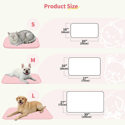 NWK Pet Cooling Mat -Q-Max>0.345 Ice Silk Cooling Mat for Dogs & Cats Portable & Washable Pet Cooling Blanket, Car Seats, Beds for Summer (Pink Cat, 27'' X 20'' X 0.3'')