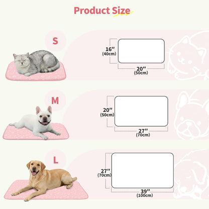 NWK Pet Cooling Mat -Q-Max>0.345 Ice Silk Cooling Mat for Dogs & Cats Portable & Washable Pet Cooling Blanket, Car Seats, Beds for Summer (Pink Cat, 20'' X 16'' X 0.3'')