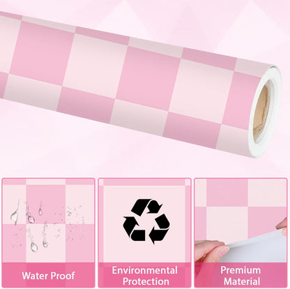 Pink Checkered Bulletin Board Paper Roll Retro Pastel Pink Bulletin Board Background Paper Back to School Classroom Decor Poster for Art Craft DIY Project Home Office Girls Party Supplies 17.7inx20ft