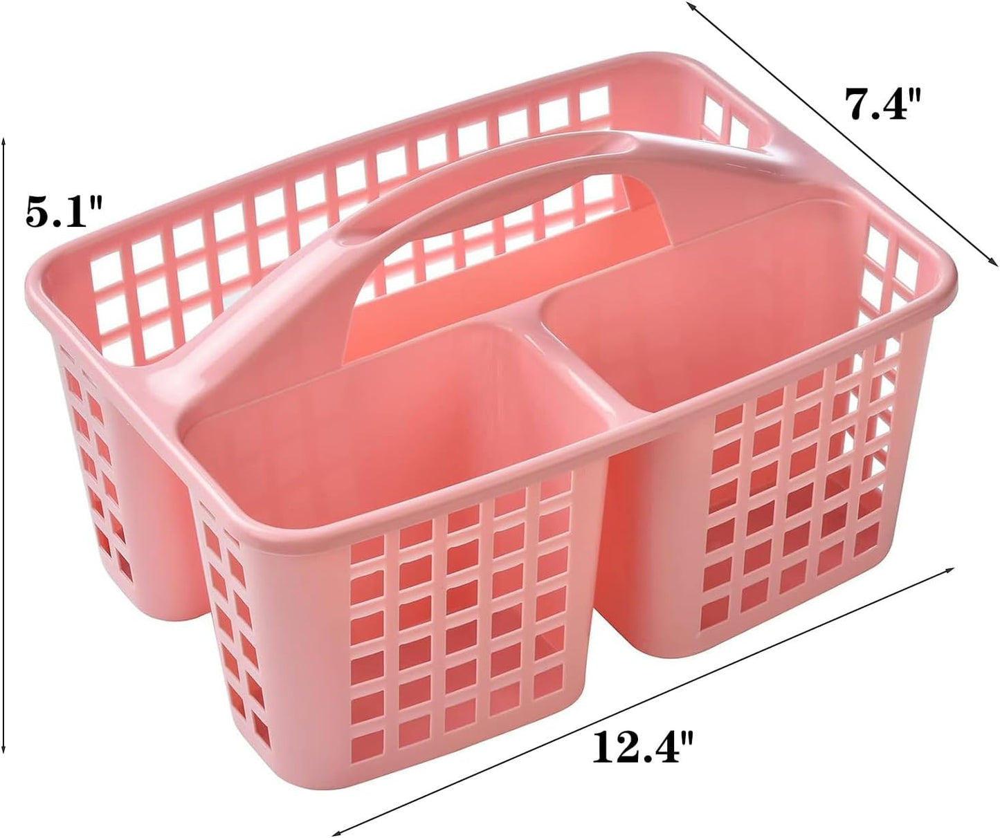 Portable Shower Caddy Basket,Convenient Cleaning Supplies Organizer with Compartments and Handle,Ideal for Bathroom, Bedroom, Kitchen, College Dorm,Garden,etc.12.4" x 7.4" x 5.1"pink