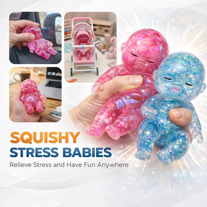 Baby Squishy Glitter Slow Rising Pink, Squishy Babies Sensory Fidget for Stress Relief, Soft Cute Squeeze, Desk Decor & Gift