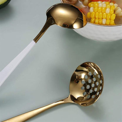 Strainer Spoon, Slotted Kitchen Spoon and Soup Ladle, Stainless Steel Soup Ladle for Hot Pot, Colander for Home, Restaurant, Kitchen, Filter, Pink