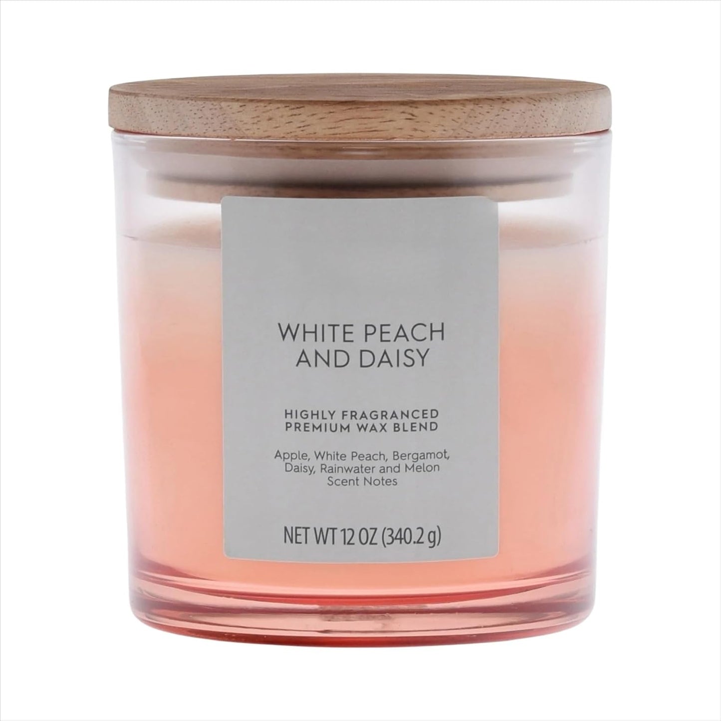 White Peach and Daisy Scented 2-Wick Ombre Jar Candle 12oz.