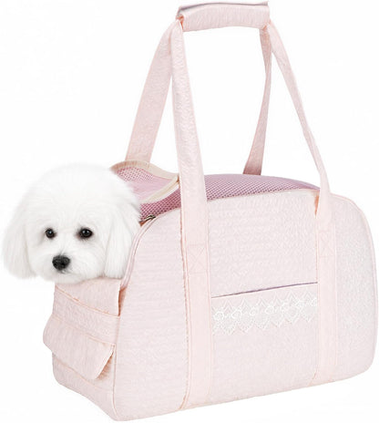 Dog Carrier Tote Bag for Small Cats Dogs, Foldable Soft-Sided Lightweight Pet Travel Carrier, Fits Pets up to 15 lbs (Pink)