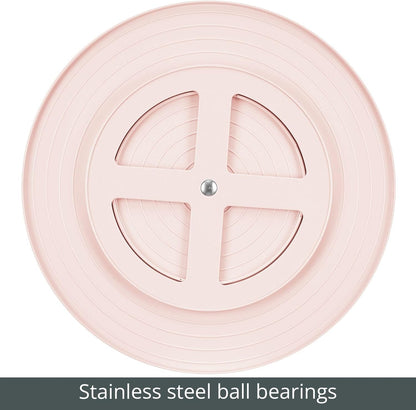 mDesign Plastic Lazy Susan Round Turntable Storage Tray - Rotating Organizer for Makeup, Cosmetics, Nail Polish, Vitamins, Shaving Kits, Hair Spray, Medical Supplies, First Aid - Light Pink/Blush
