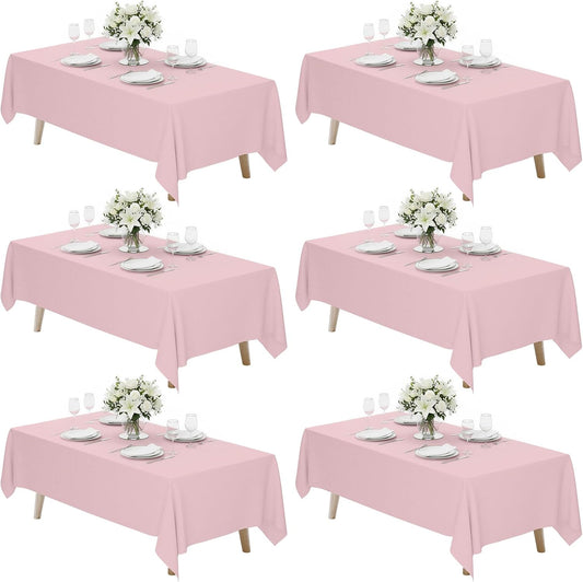 Fixwal 6 Pack Pink 70 x 120 Inch Rectangle Tablecloths, Reusable Heavy Duty Washable Polyester Table Covers, Stain and Wrinkle Resistant for 6-8 Ft Tables, Baby Shower, Birthday, Wedding, Party