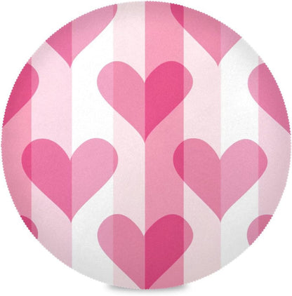 Gradient Peach Heart Pattern placemat round table reusable placemat linen burlap 15.4