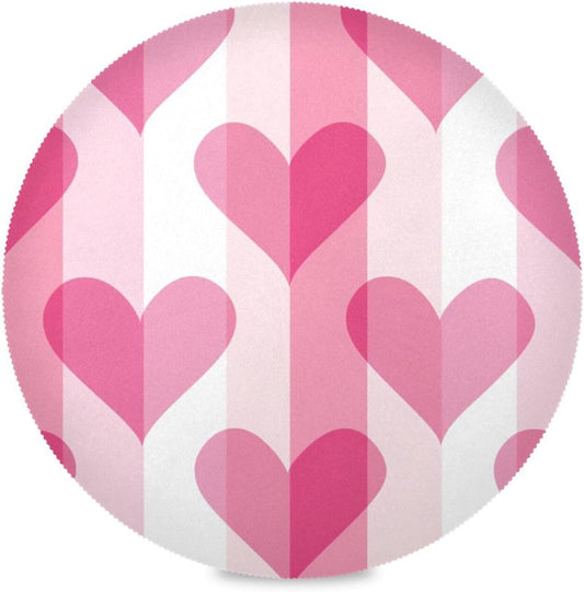 Gradient Peach Heart Pattern placemat round table reusable placemat linen burlap 15.4