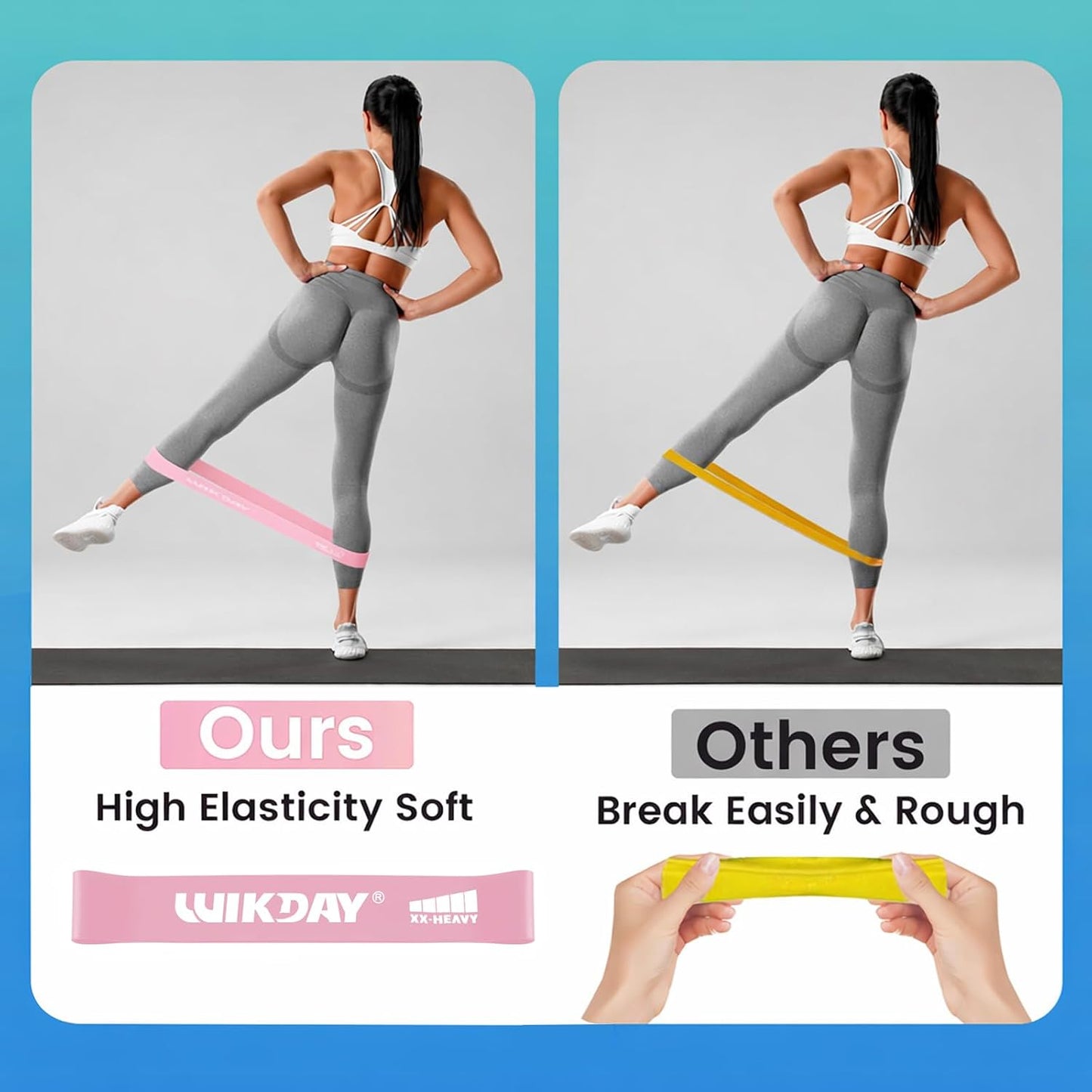 WIKDAY Resistance Bands for Working Out Exercise Loop Bands Workout Bands Set for Men Women Body Stretching, Crossfit Training, Home Workout, Physical Therapy, Booty Legs, Set of 5