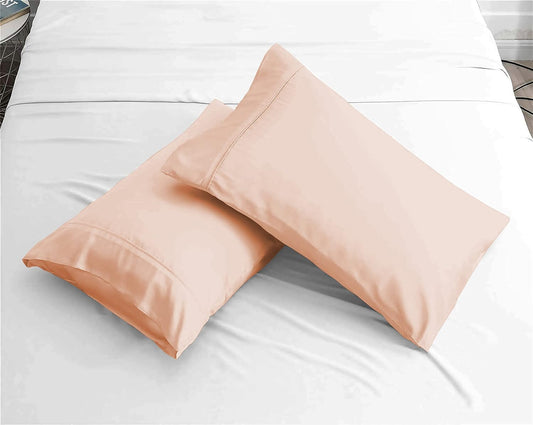 600 TC Super Soft 100% Egyptian Cotton Pillow Covers 20 x 36 Inches - Egyptian Cotton Set of 2 Pillow Cover Set Envelope Closure Pillowcase - Peach/Blush