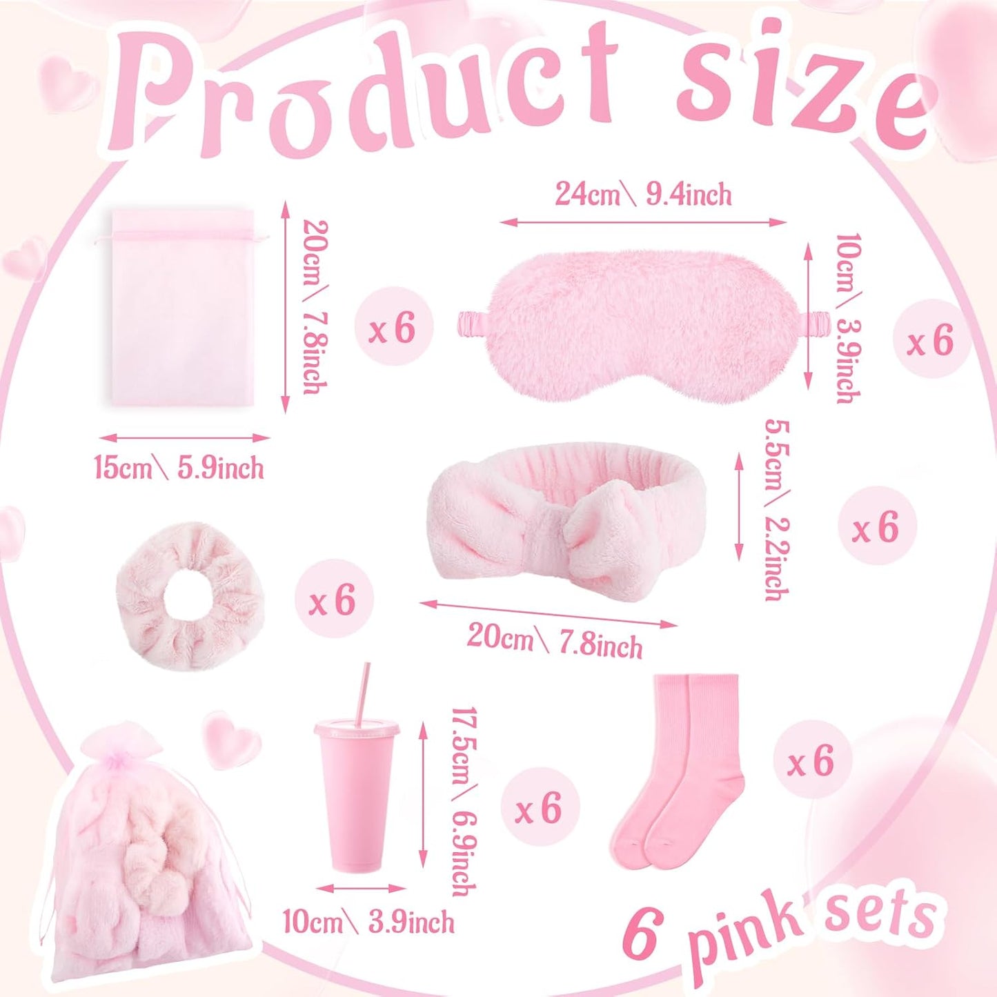 Fanfanwin 48 Pcs Sleepover Party Supplies Spa Birthday Slumber Pajamas Galentines Party Favors Coquette Throw Blanket Pillow Headband Scrunchies Eye Mask Cup Socks(Pink,Solid Color)