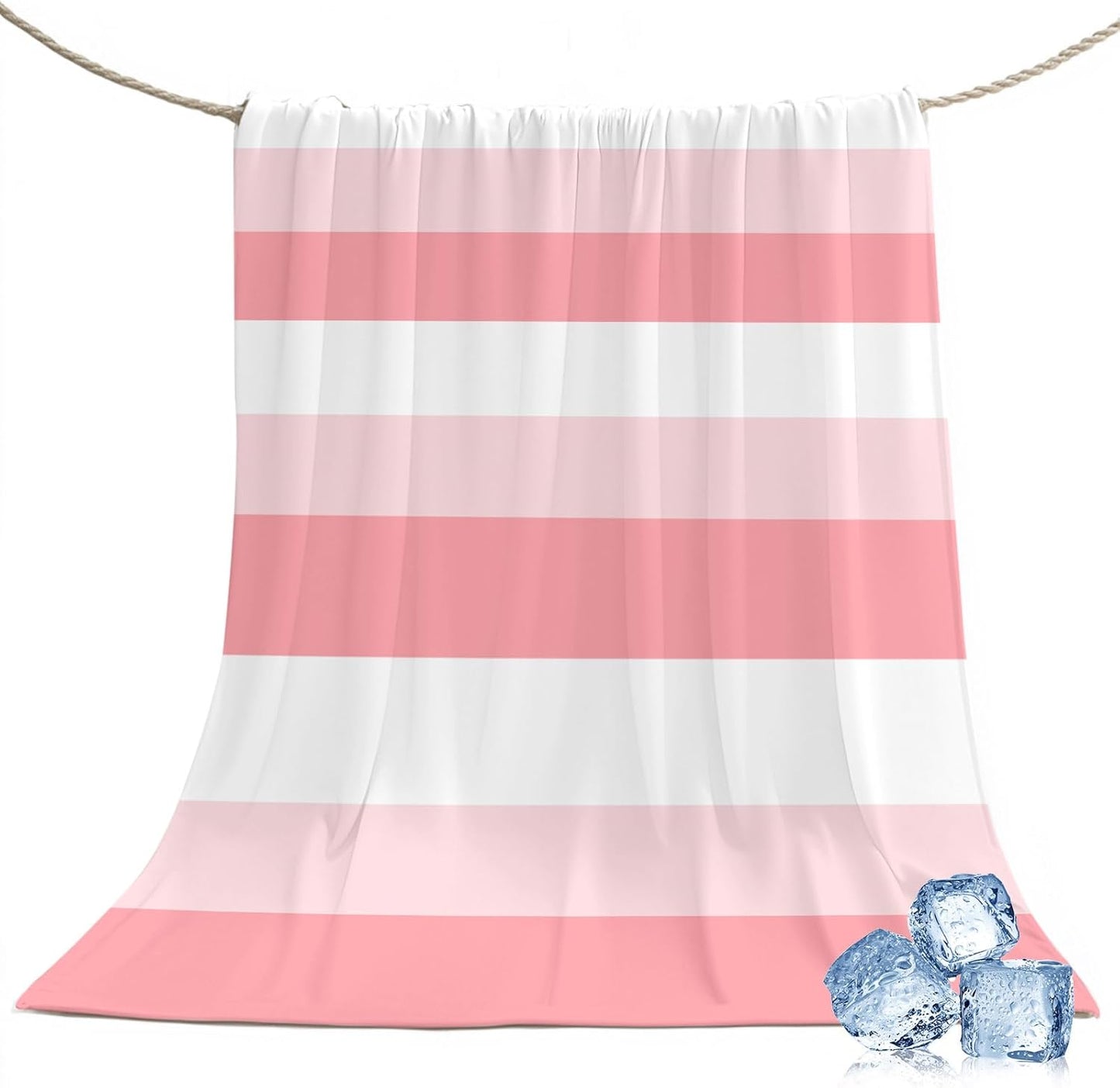 Cooling Blanket for Hot Sleepers Pink Stripe Lightweight Breathable Double Sided Summer Blanket Striped Cooling Throw Blanket for Couch Bed Night Sweats 30"x40"