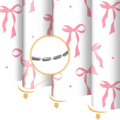 Pink Bow Shower Curtain Ribbon Bowknot,Woman Teenage Girl Fabric Shower Curtains for Bathroom Decor 72x74 Inch