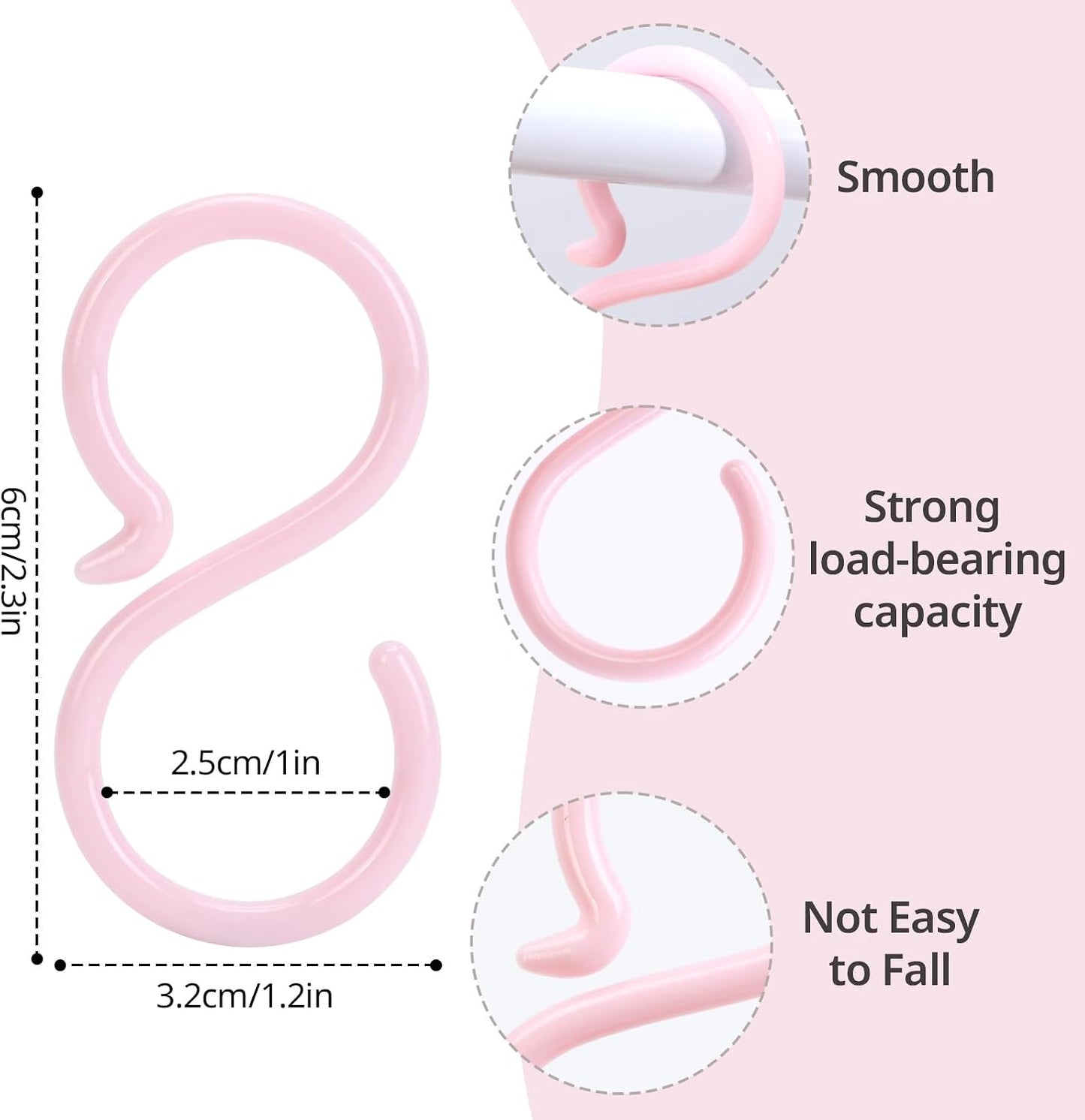 POVETIRE 30 Pack 2.5 Inch Plastics Pink S Hook for Hanging Baby Headband Hair Accessories Baby Bib NecklaceJewelry Hat Holder