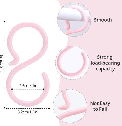POVETIRE 30 Pack 2.5 Inch Plastics Pink S Hook for Hanging Baby Headband Hair Accessories Baby Bib NecklaceJewelry Hat Holder
