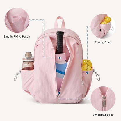 G4Free 20L Pickleball Bag for Women, Pickleball Paddle Backpack with Fence Hook, Work Travle Bag with 15" Laptop Compartment-Pink