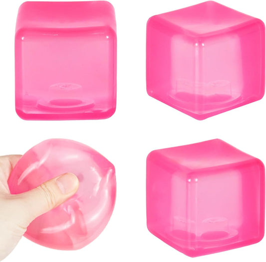 Ice Cube Squishy Stress Ball,1.98"*1.98" Medium Squishy Cube Fidget Toy, Ice Cube Pieces Silent Nice Square Shape Anxiety Sensory Squishy Fidget Toy Slow Rise, Classroom Prizes, Calming Kids(Pink)