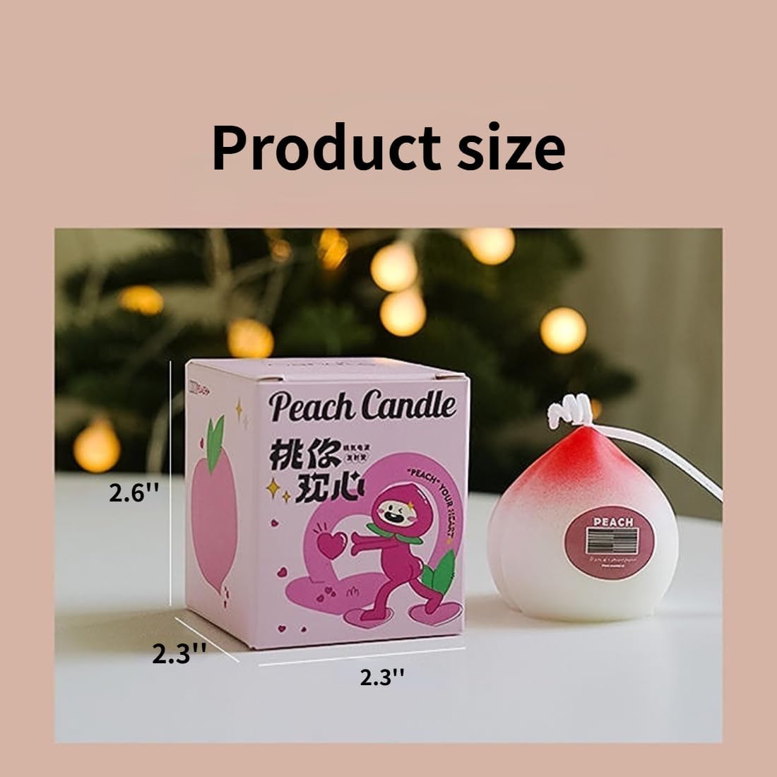 Peach Shaped Candles Scented Decorative Cute Soy Candle Handmade Fruit Candles for Home Decoration Valentine Candles (Pink)