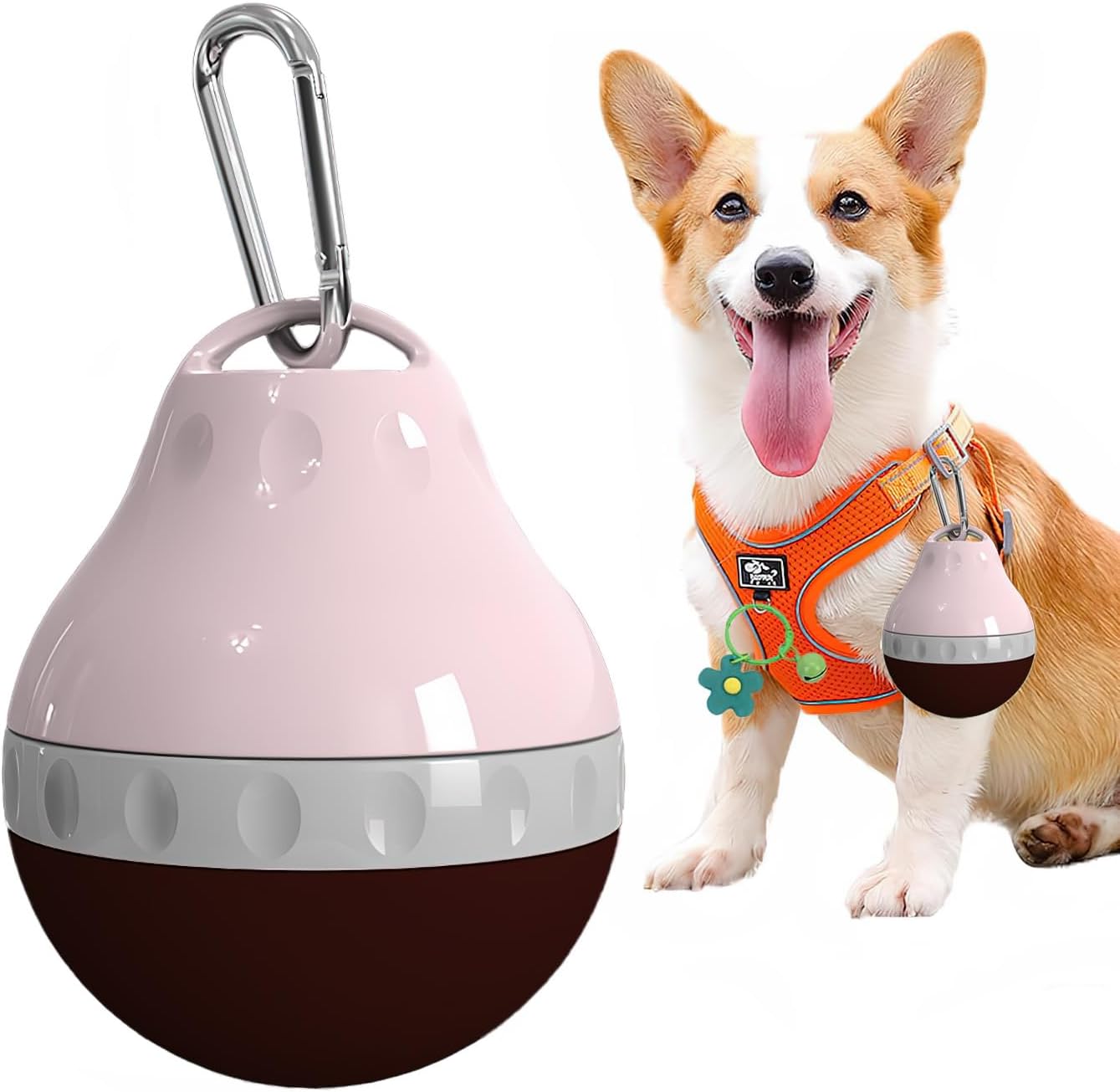 Dog Travel Water Bottle Detachable Bowl Leak Proof Portable ，Silicone Bottle Body，Collapsible and Suitable for Small Pets for Outdoor Walking, Hiking, Travel (Pink, 200ml)