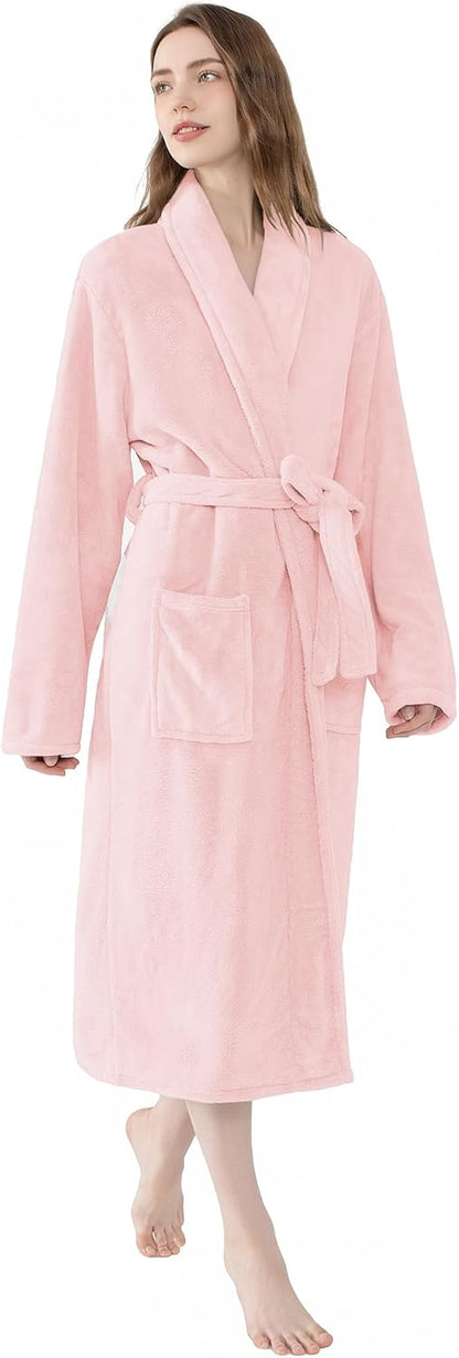 Soft Robe For Women，Warm Plush Bath Robes Female，Spa Towel After Shower Lightweight Long Bathrobe