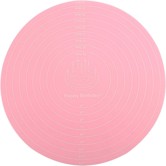 Dough Mat, Silicone Pastry Mat, Kneading Mat, With Measurements, for Making Cakes, Cookies, Macarons Bread and Pastry, 11.81x11.81x0.04 inch, Pink