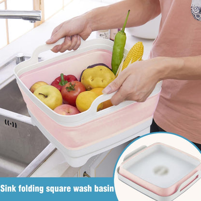 Dish Basin Collapsible with Drain Plug Carry Handles for 9L Large Capacity, Washing Basin, Collapsible Dish Tub for RV Sink, Vegetable, Fruit, Food Sink Strainer Dish Washing Tub - Pink