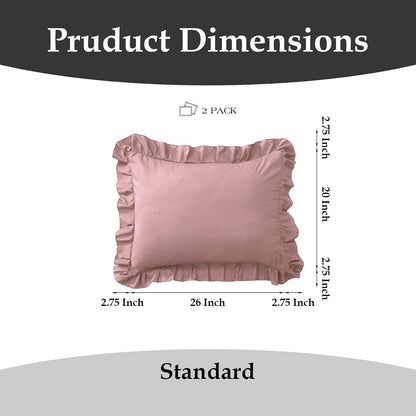 Ruffle Pillow Cases Standard Size Set of 2 –Soft Wrinkle Resistant Brushed Microfiber Ruffled Pillowcases –Envelope Pillow Shams Cover Festive Gift for Hotels,Guest Rooms 20x26 Inch (Pink)